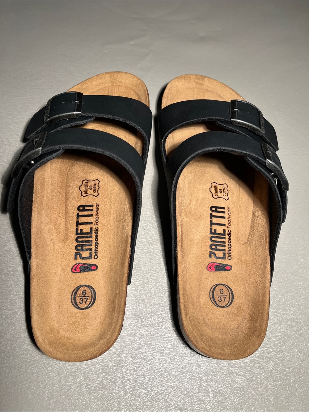 Black Double-Strap Orthopedic Slide Sandals for Women